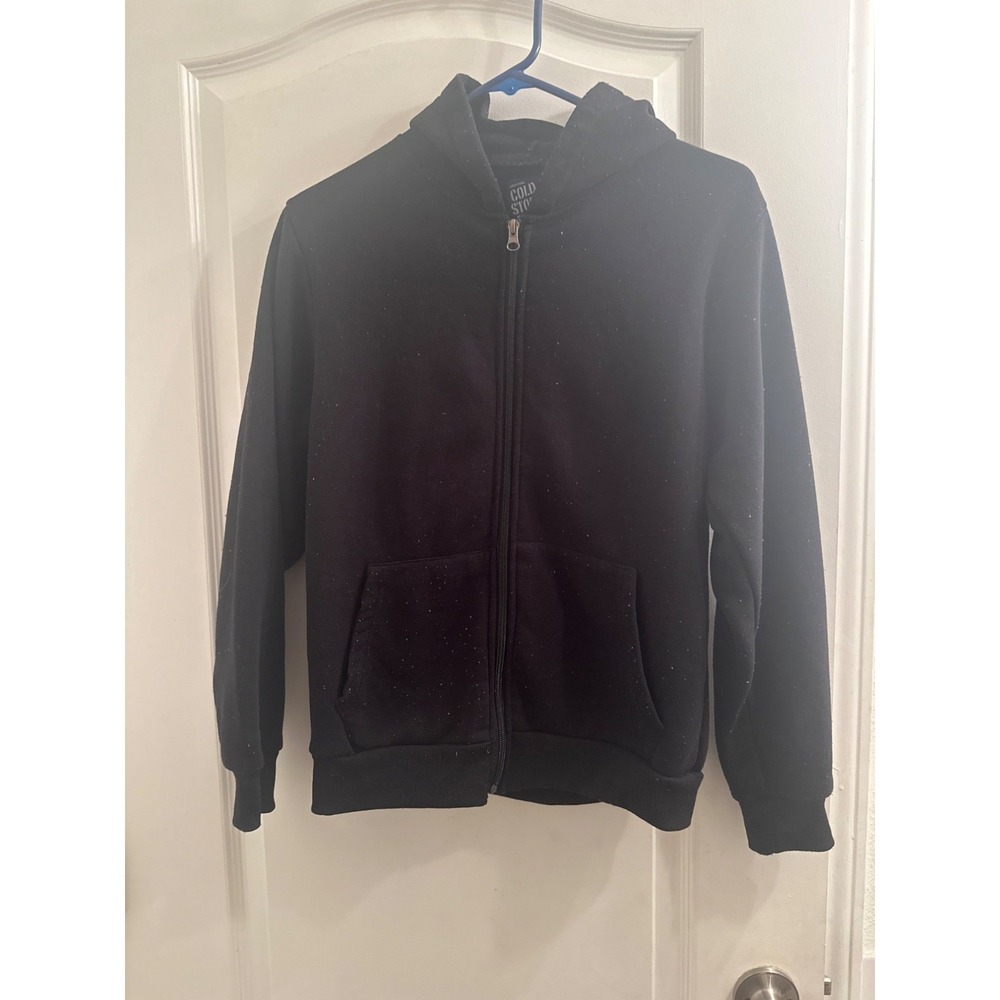 Original Cold Storage Black Zip-Up Hoodie L 14/16 Weather Tested Tuff Polyester